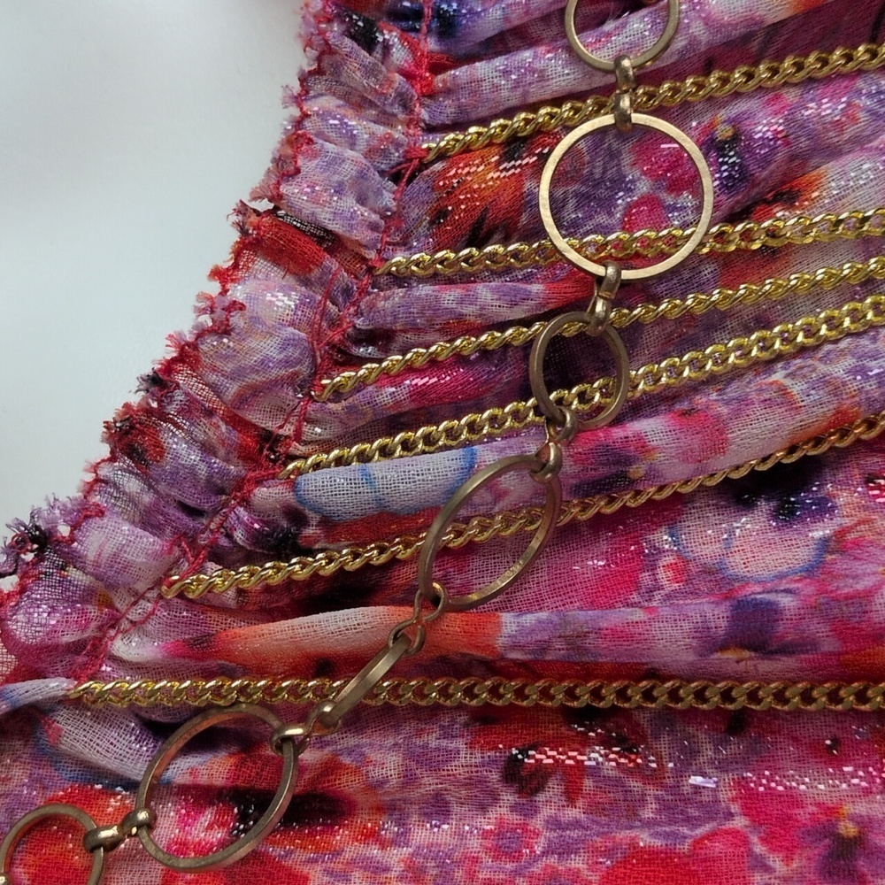 Tahari Seliah Dress Floral With Gold Chain Accents NWT - Picture 11 of 14